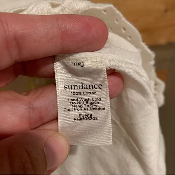 Sundance Imperial Eyelet Short Sleeve Shift Dress White Sz M Embroidered Bridal - Picture 9 of 9